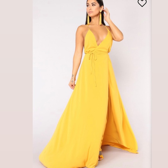 Fashion Nova Dresses & Skirts - Mustard Fashionnova Wrap Dress!
